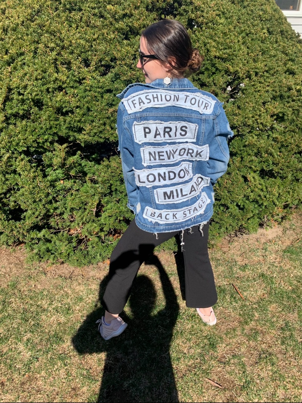 Denim Patch Back Tour Jacket - Blue